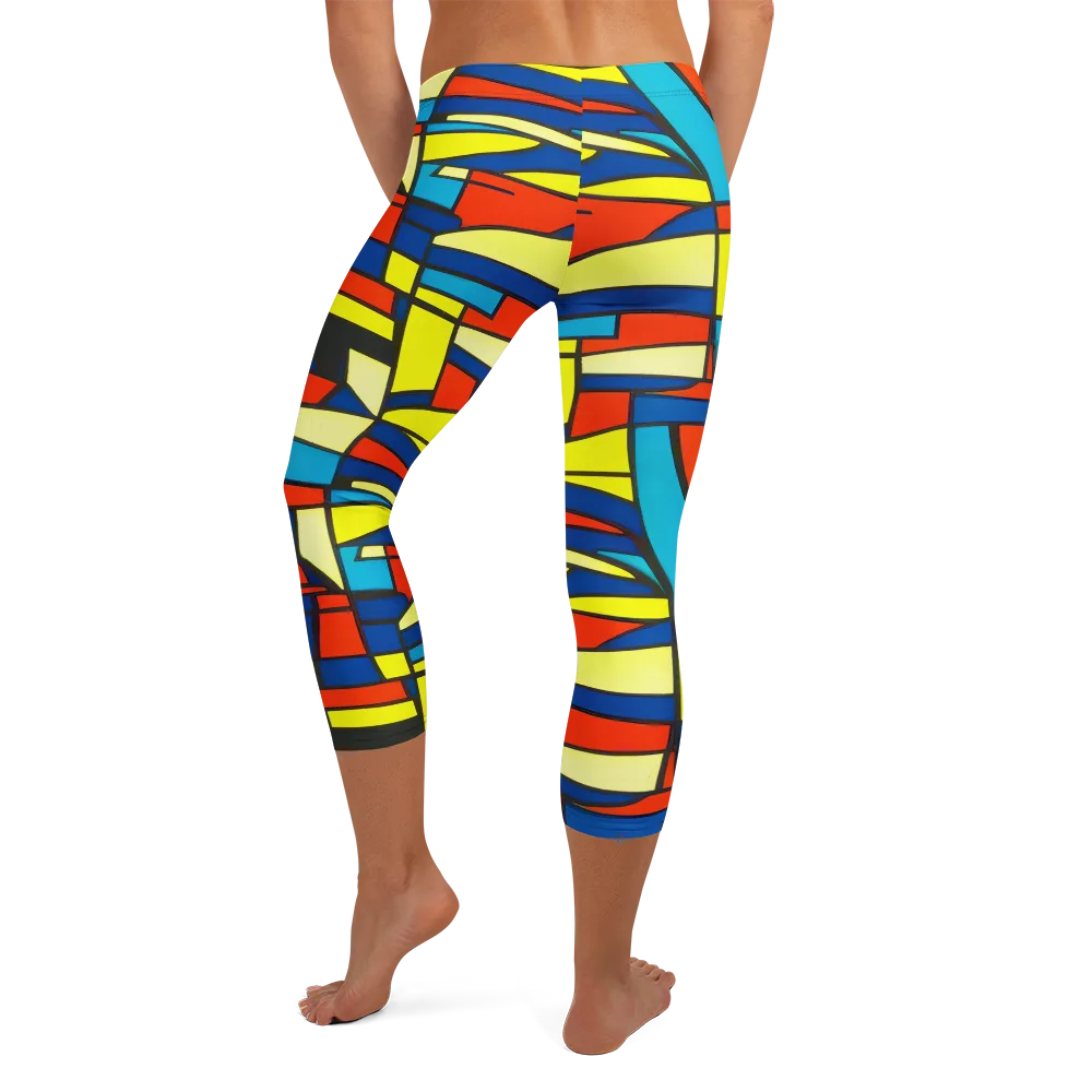 Neon Fractals on Capri Leggings — Back