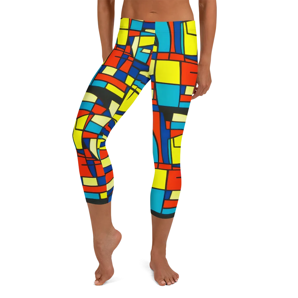 Neon Fractals on Capri Leggings — Front