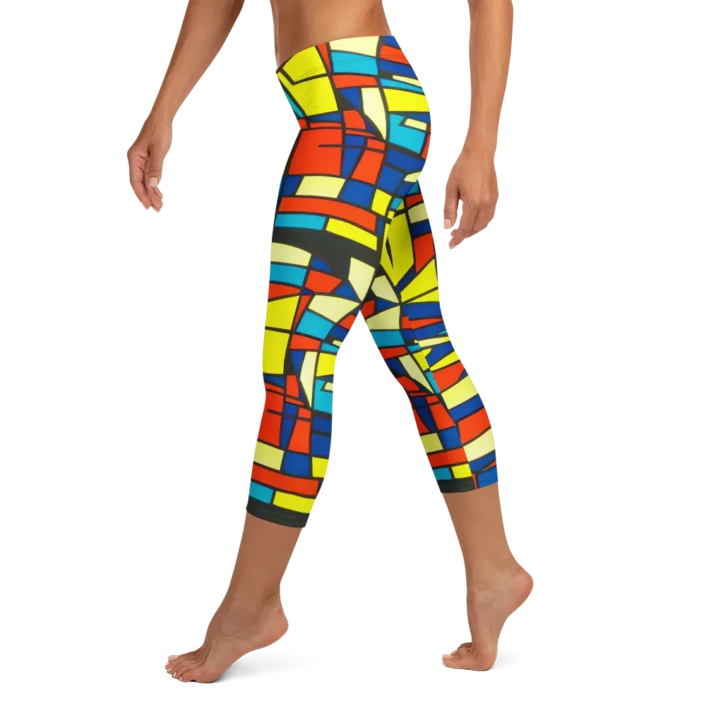 Neon Fractals on Capri Leggings — Left