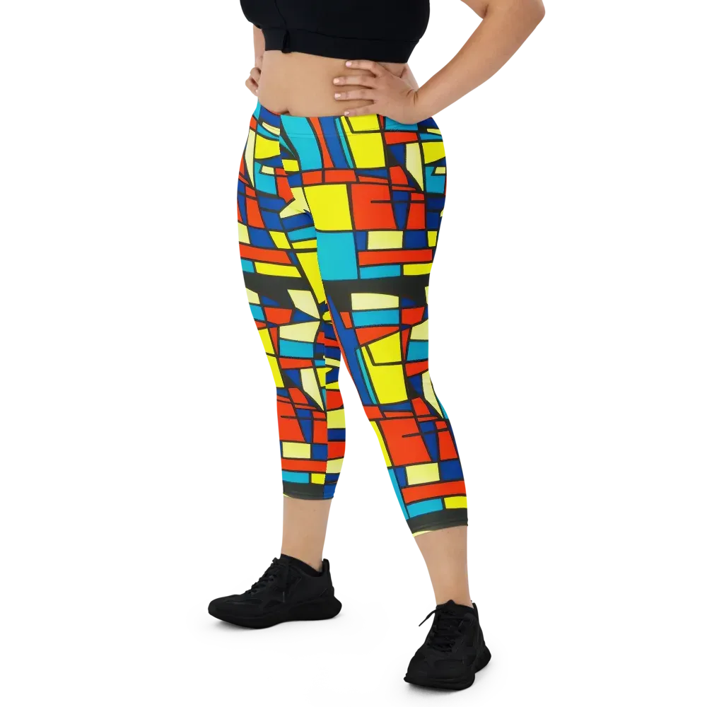 Neon Fractals on Capri Leggings — Front