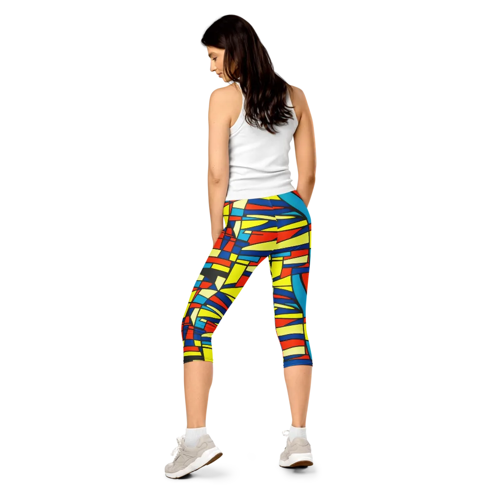 Neon Fractals on Capri Leggings — Back