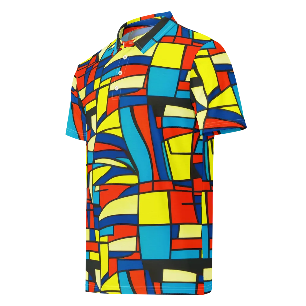 Neon Fractals on Men's Slim Fit Polo Shirt — Left Front