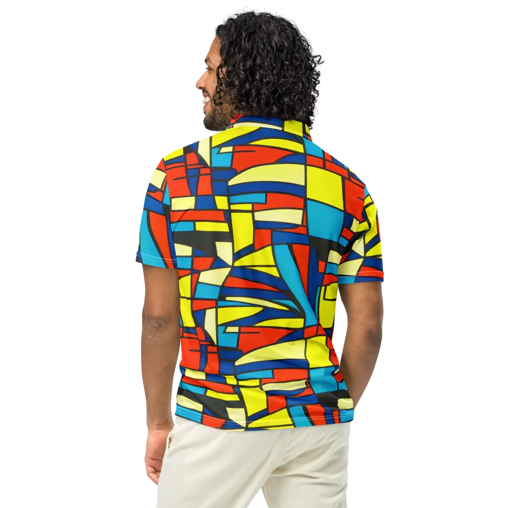 Neon Fractals on Men's Slim Fit Polo Shirt — Back
