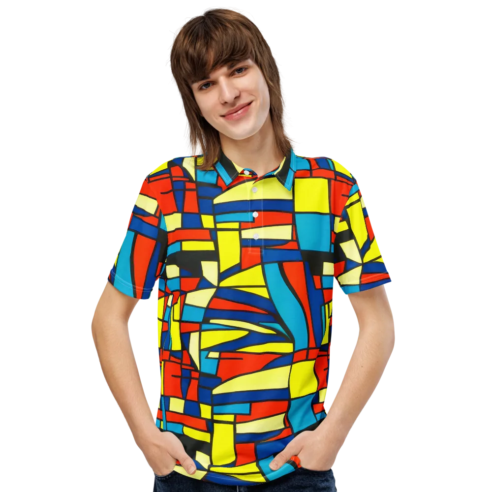 Neon Fractals on Men's Slim Fit Polo Shirt — Front