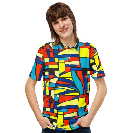 Neon Fractals on a Men's Slim Fit Polo Shirt