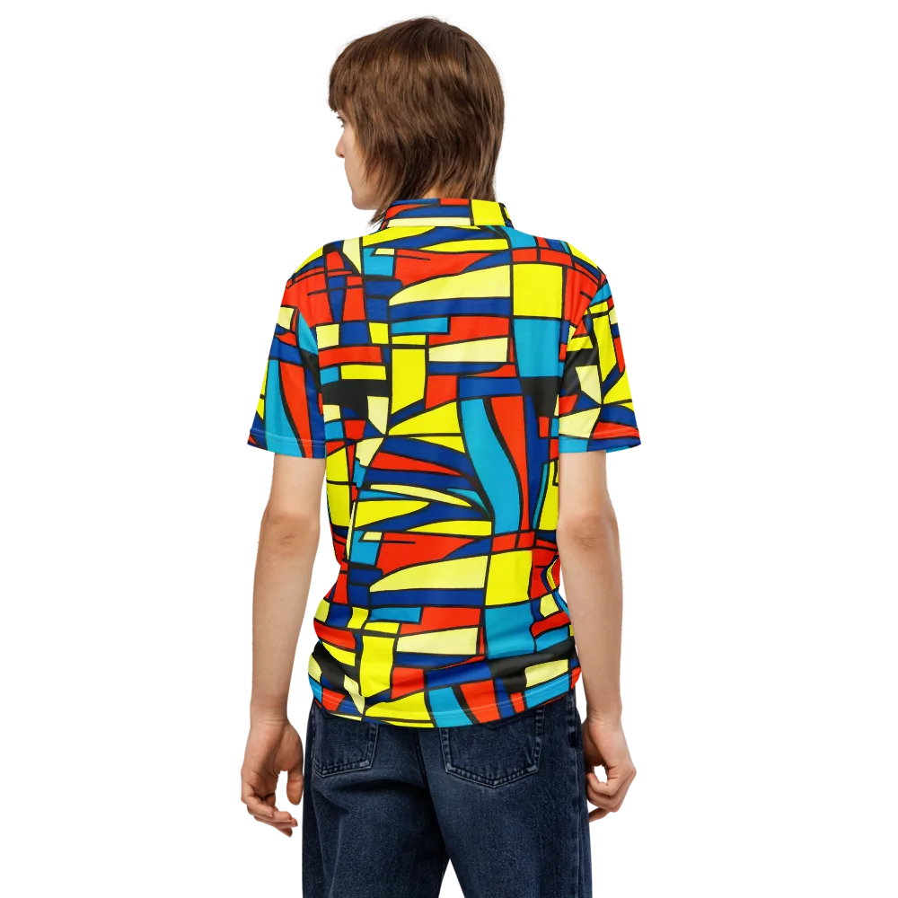 Neon Fractals on Men's Slim Fit Polo Shirt — Back