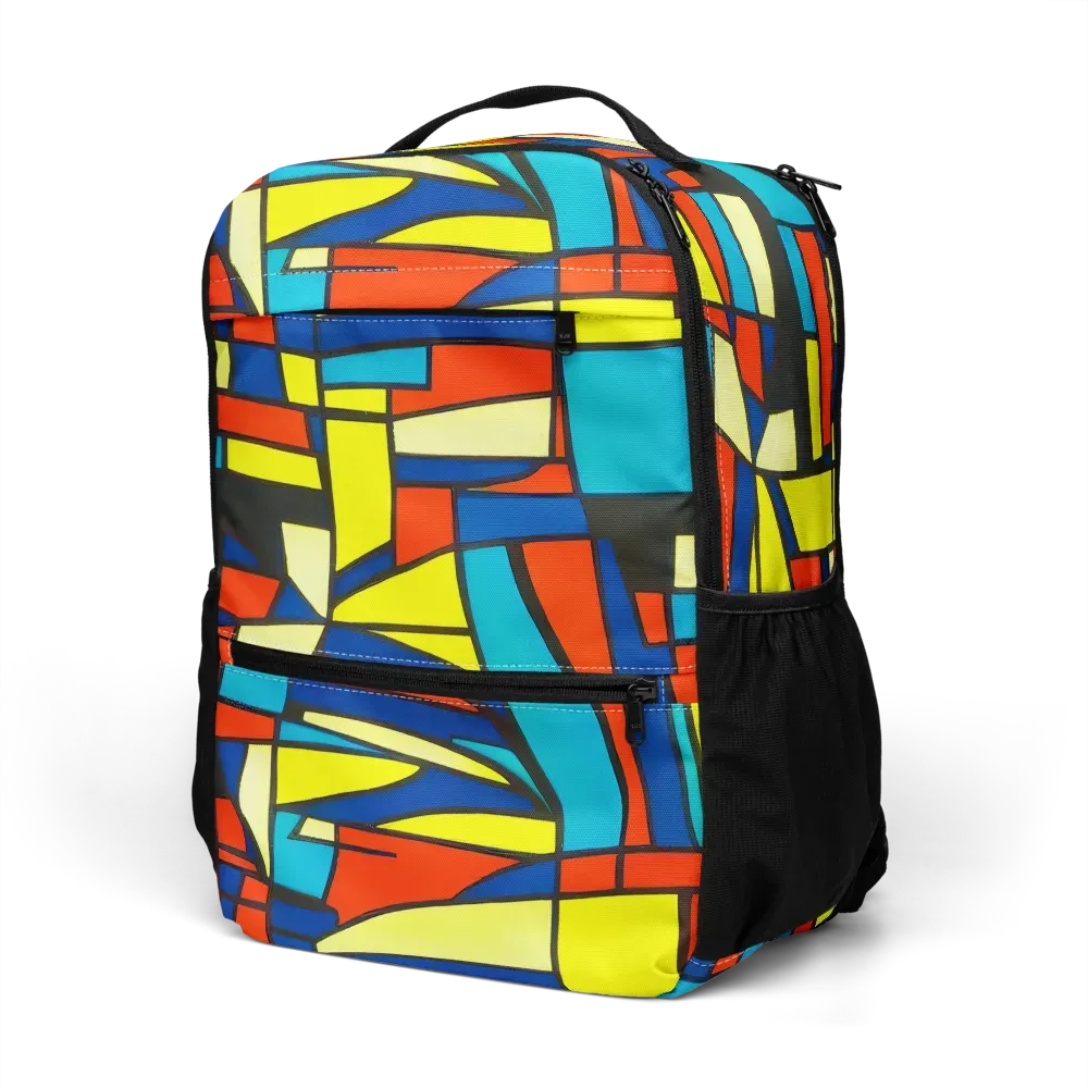 Neon Fractals on Utility Backpack — Left Front