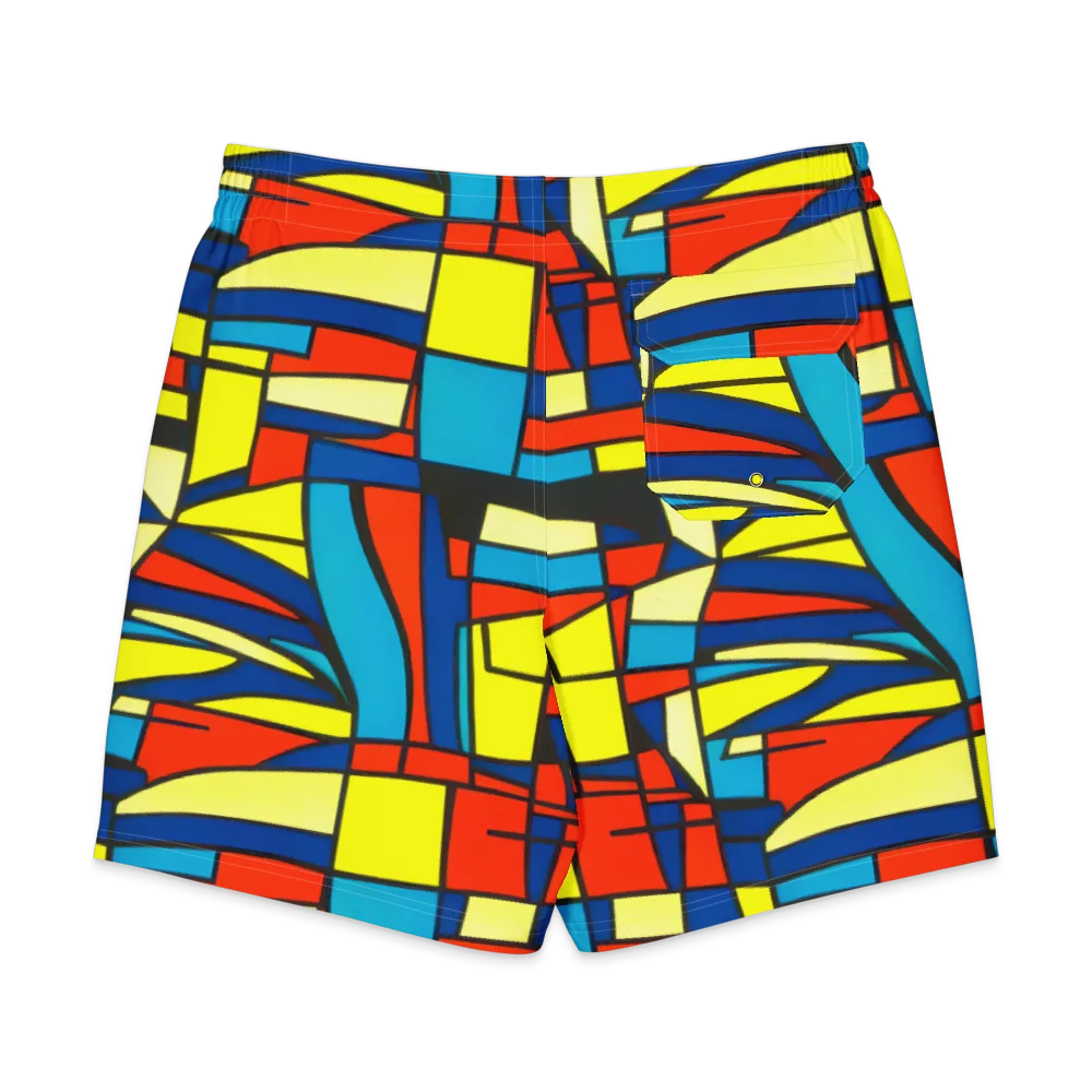 Neon Fractals on Men's Board Shorts — Back