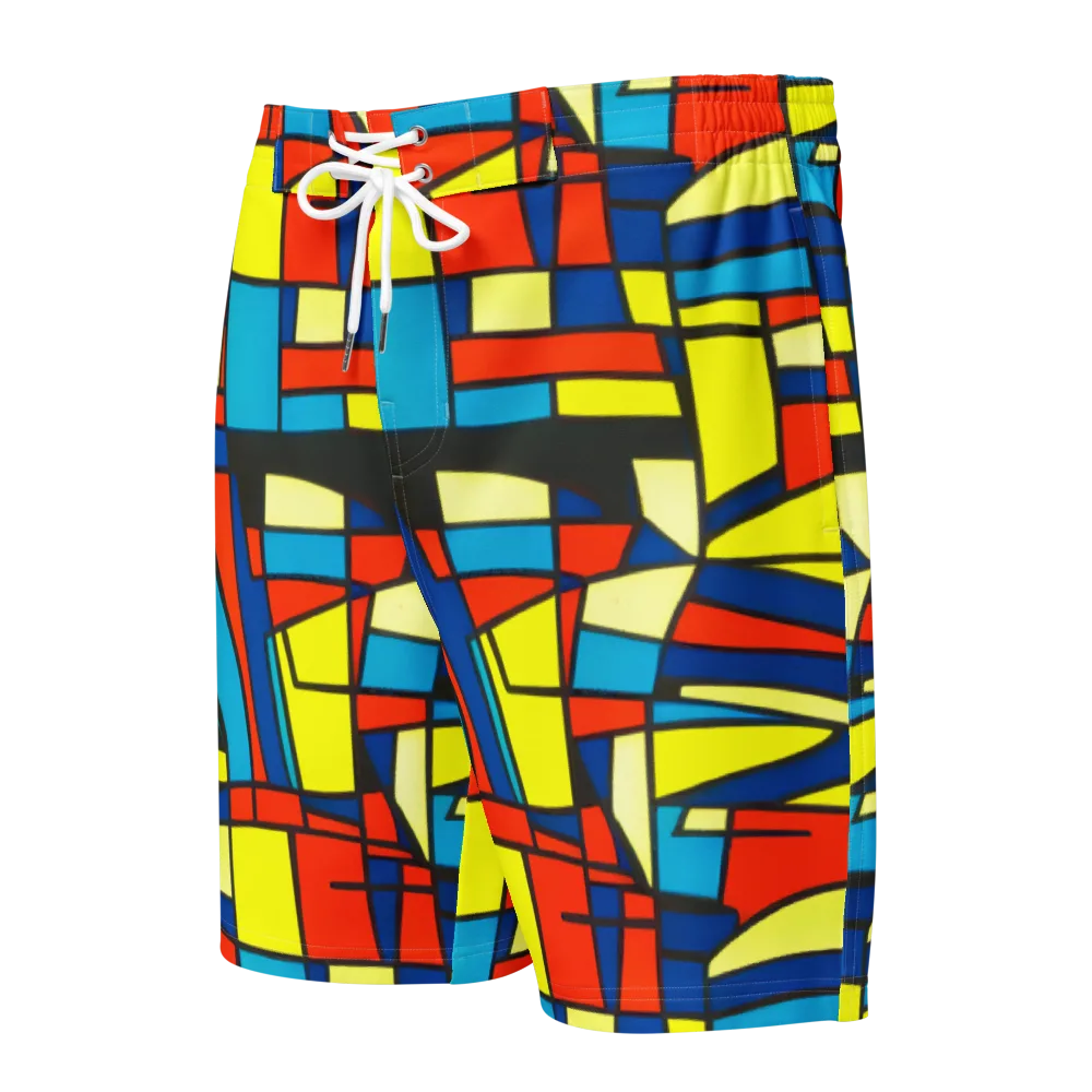 Neon Fractals on Men's Board Shorts — Front