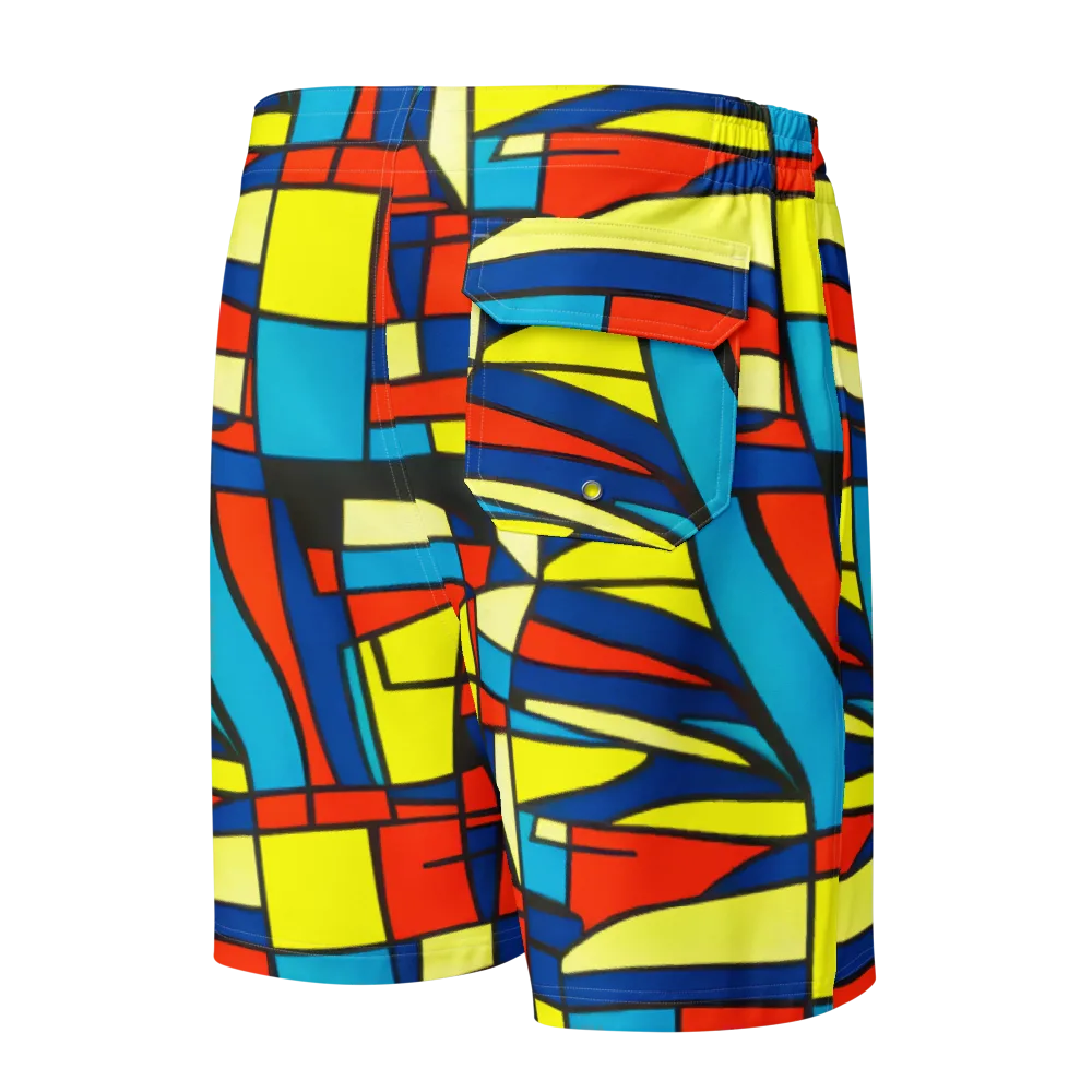 Neon Fractals on Men's Board Shorts — Back