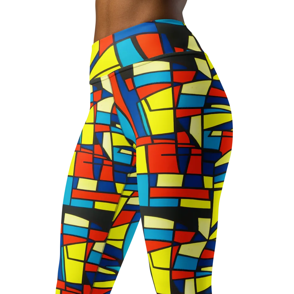 Neon Fractals on Yoga Leggings — Left Front