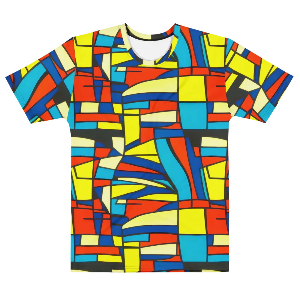Neon Fractals on Men's Cotton Crew Neck T-Shirt — Front