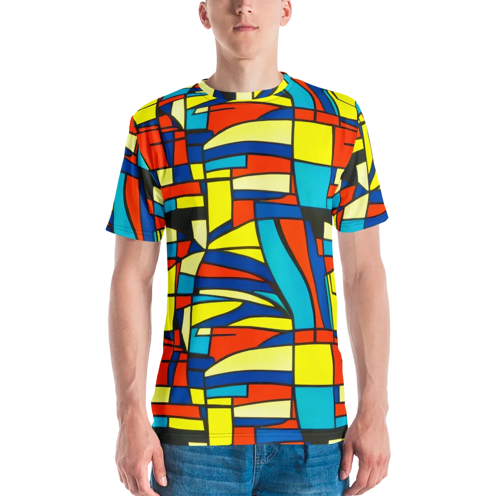 Neon Fractals on Men's Crew Neck T-Shirt — Front
