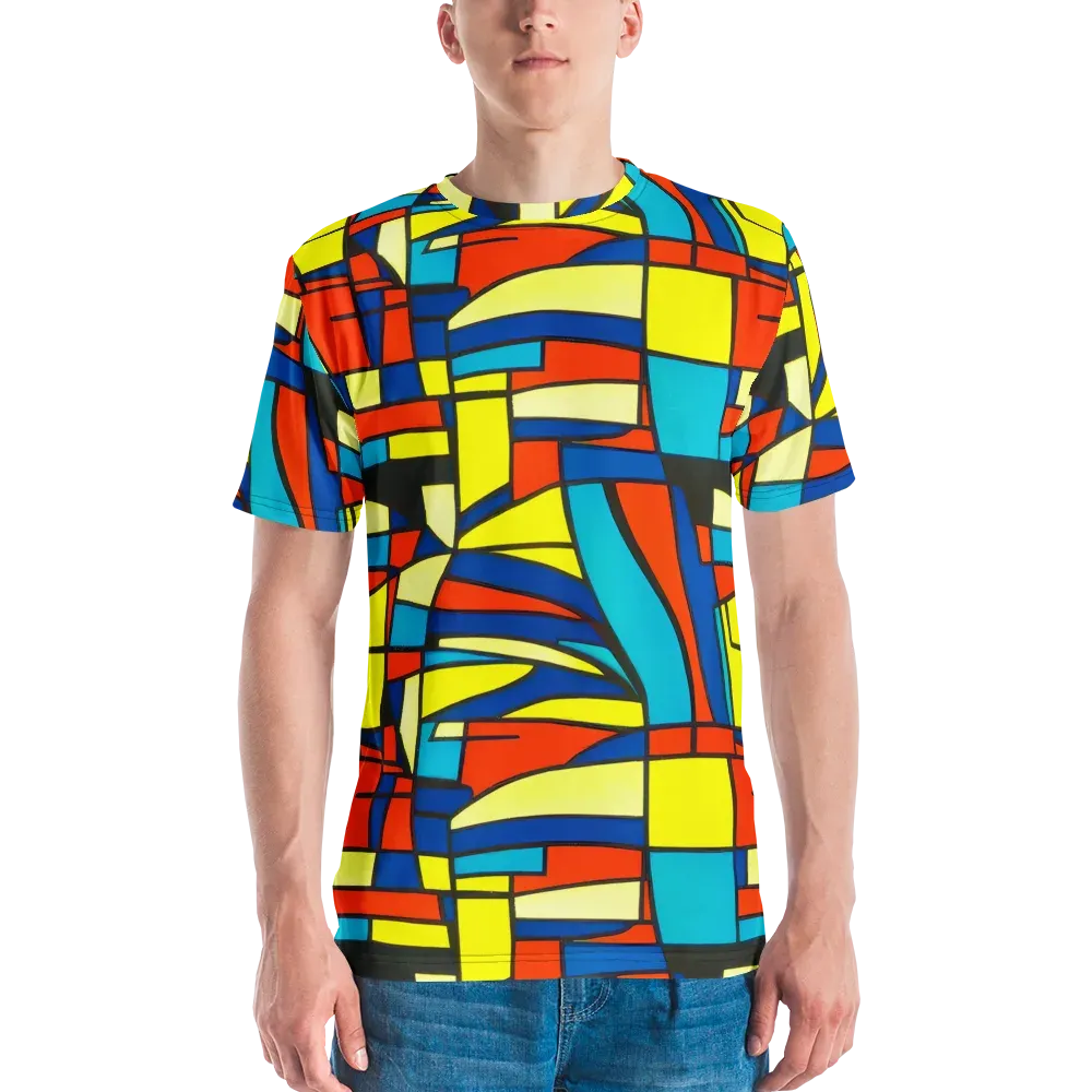 Neon Fractals on Men's Crew Neck T-Shirt — Front