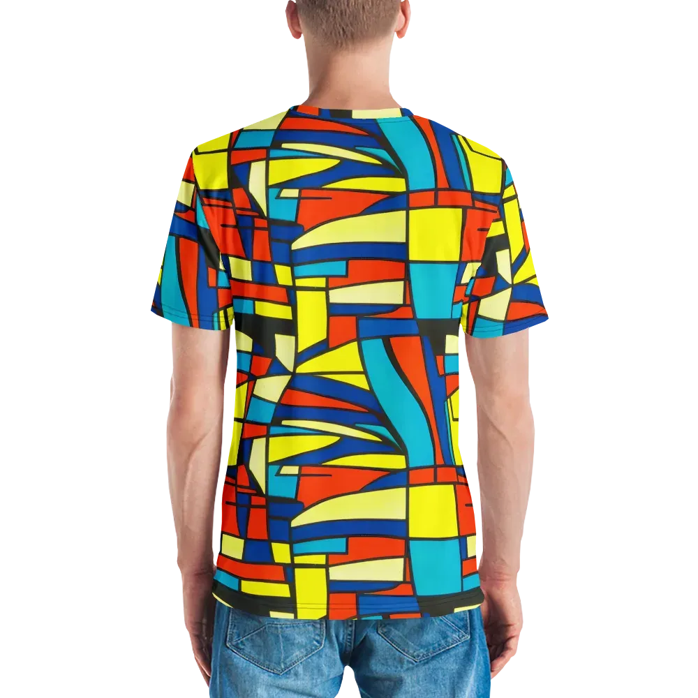 Neon Fractals on Men's Crew Neck T-Shirt — Back