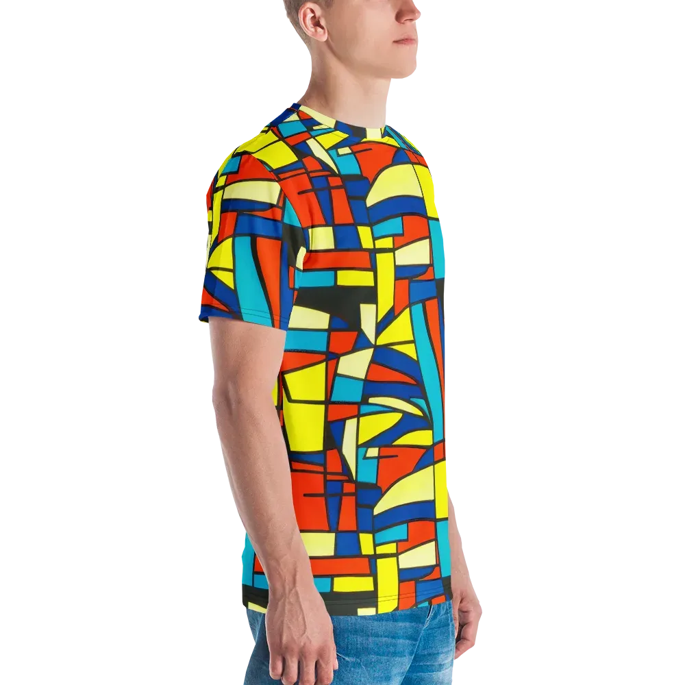 Neon Fractals on Men's Crew Neck T-Shirt — Right