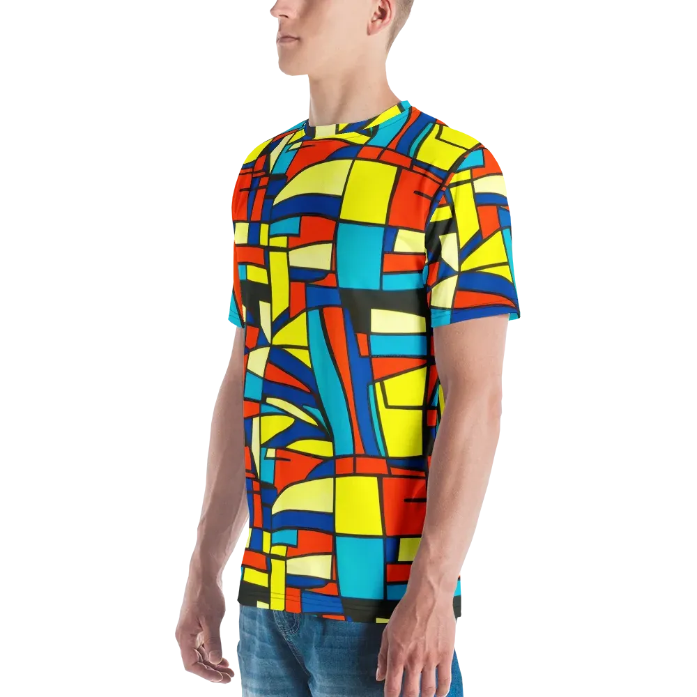 Neon Fractals on Men's Crew Neck T-Shirt — Left