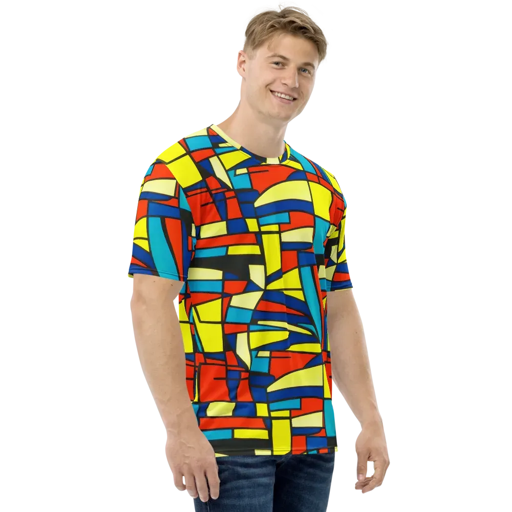 Neon Fractals on Men's Crew Neck T-Shirt — Right