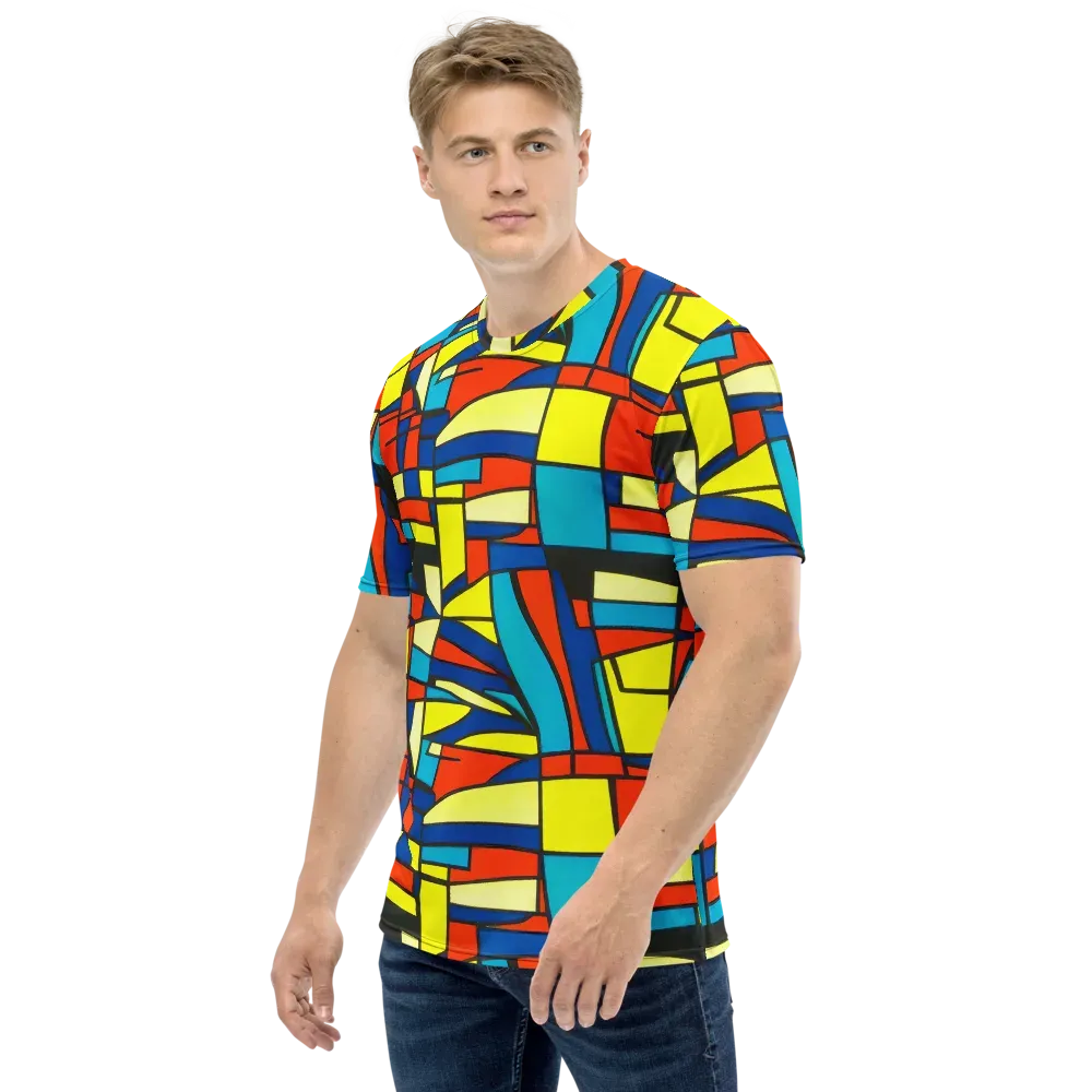 Neon Fractals on Men's Crew Neck T-Shirt — Left