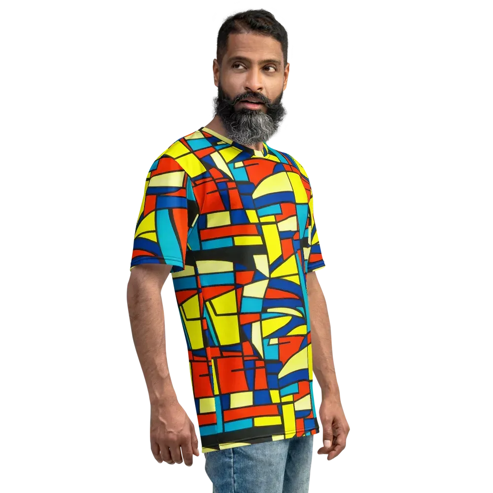Neon Fractals on Men's Crew Neck T-Shirt — Right