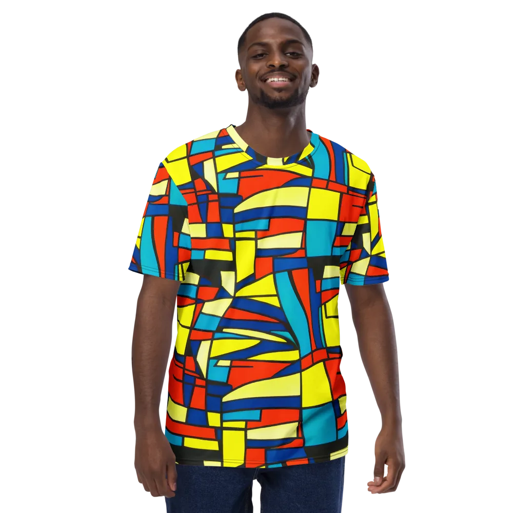 Neon Fractals on Men's Crew Neck T-Shirt — Front