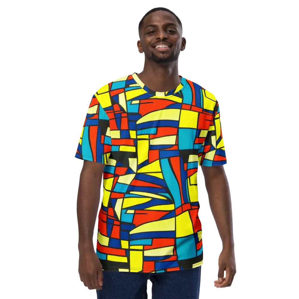 Neon Fractals on Men's Crew Neck T-Shirt — Front