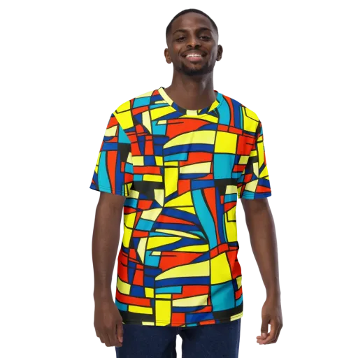 Neon Fractals on a Men's Crew Neck T-Shirt
