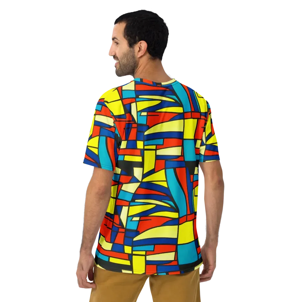 Neon Fractals on Men's Crew Neck T-Shirt — Back