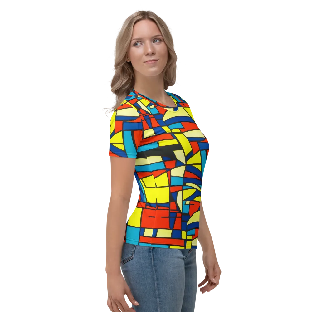 Neon Fractals on Women's Crew Neck T-Shirt — Right