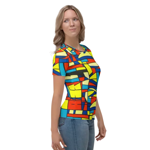 Neon Fractals on a Women's Crew Neck T-Shirt