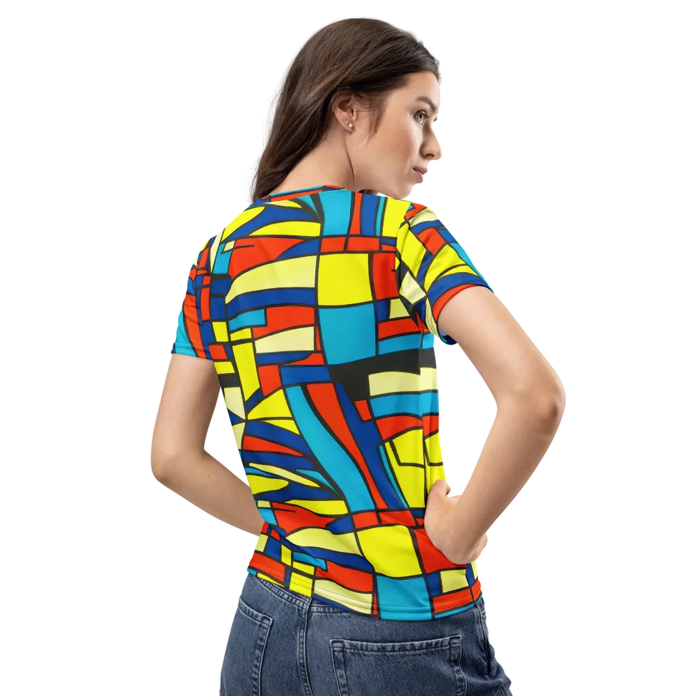 Neon Fractals on Women's Crew Neck T-Shirt — Back