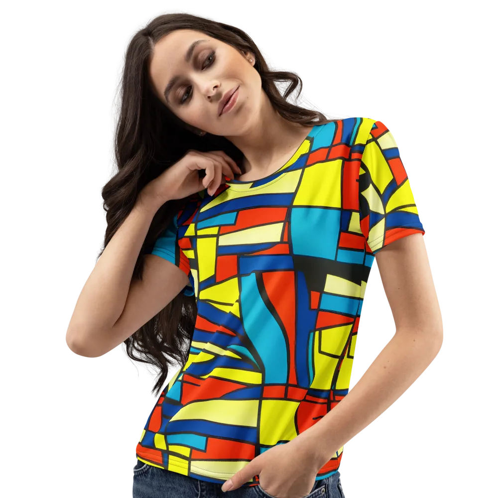 Neon Fractals on Women's Crew Neck T-Shirt — Left Front