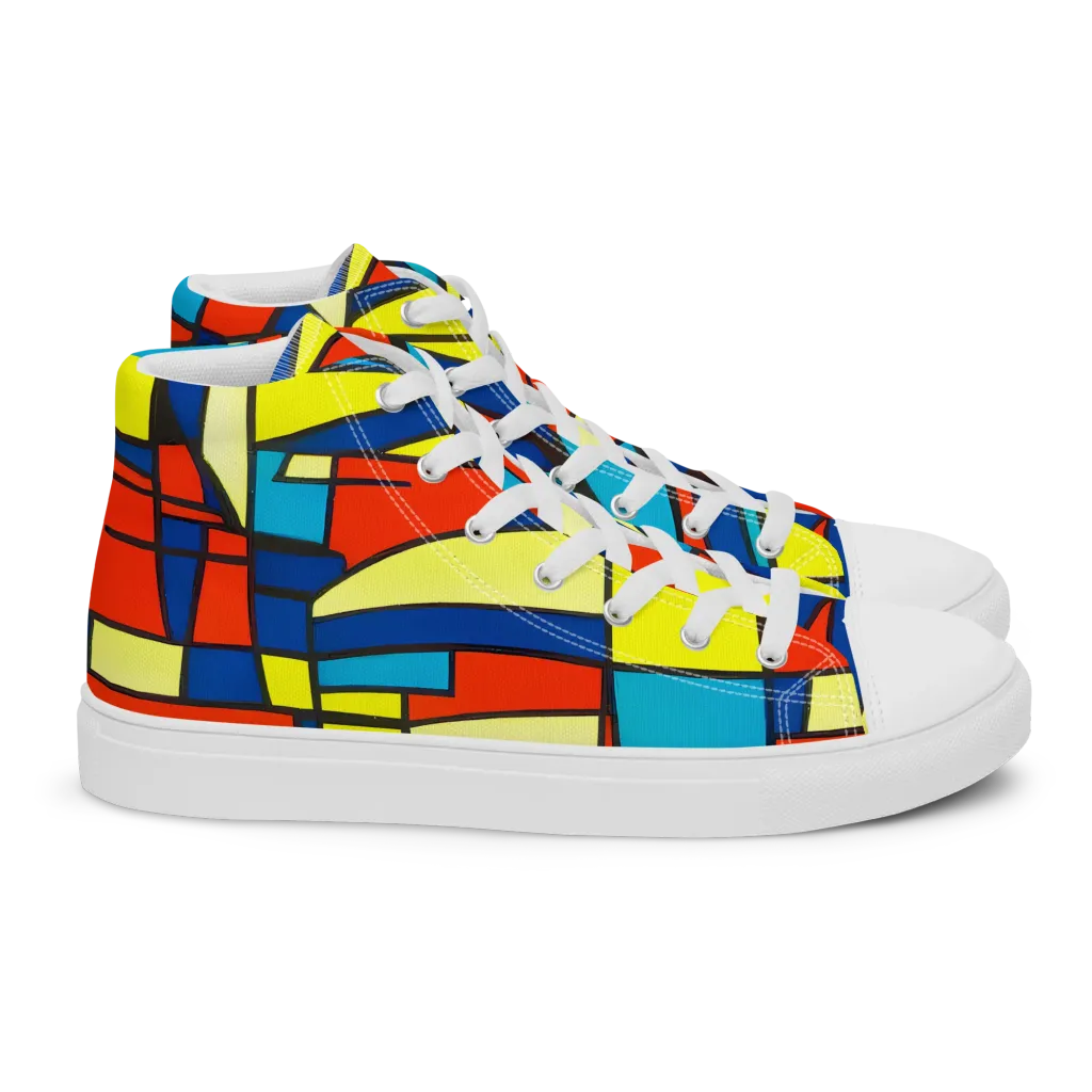 Neon Fractals on Women's High Top Canvas Shoes — Right