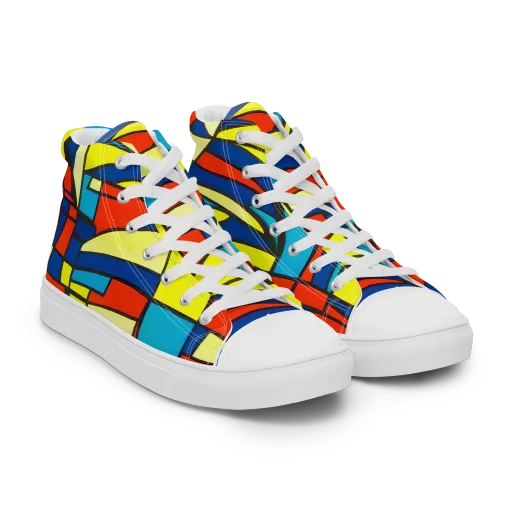 Neon Fractals on a Women's High Top Canvas Shoes