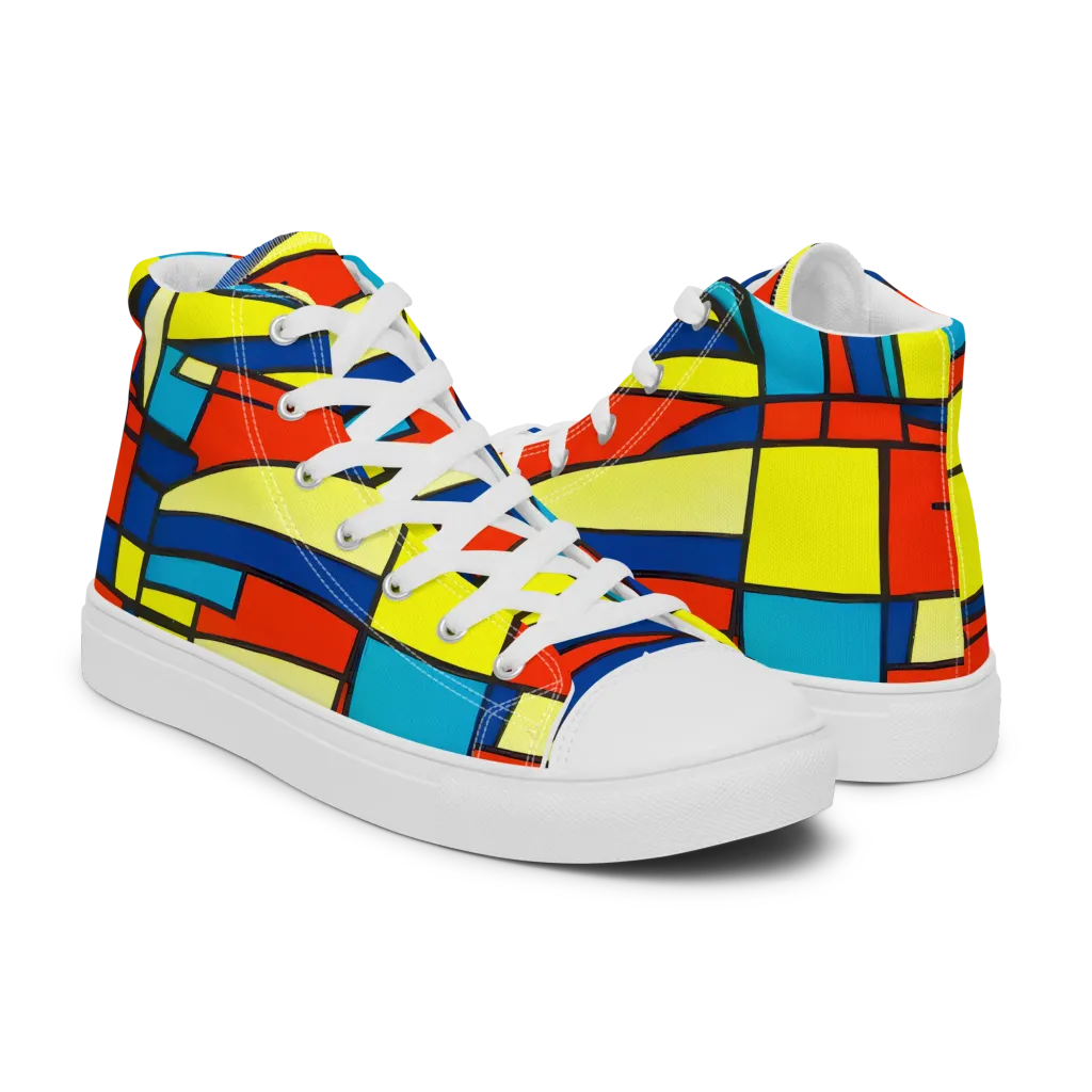 Neon Fractals on Women's High Top Canvas Shoes — Right