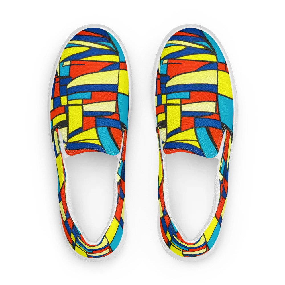 Neon Fractals on Men's Slip-On Canvas Shoes — Front