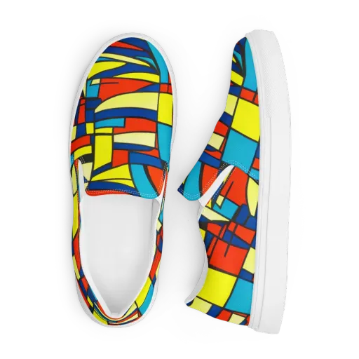 Neon Fractals on a Men's Slip-On Canvas Shoes