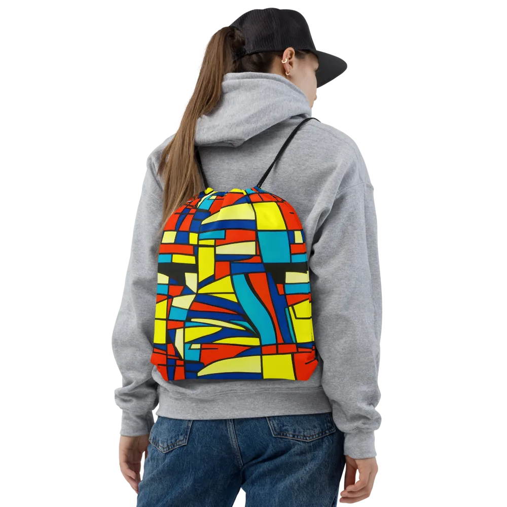Neon Fractals on Drawstring Bag — Front