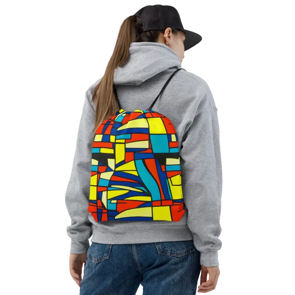 Neon Fractals on Drawstring Bag — Front
