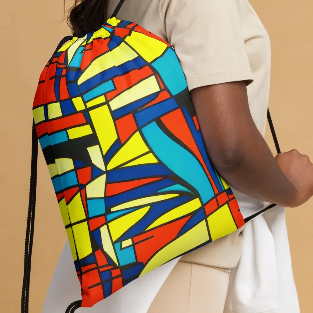 Neon Fractals on Drawstring Bag — Front