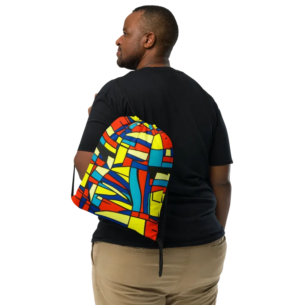 Neon Fractals on Drawstring Bag — Front