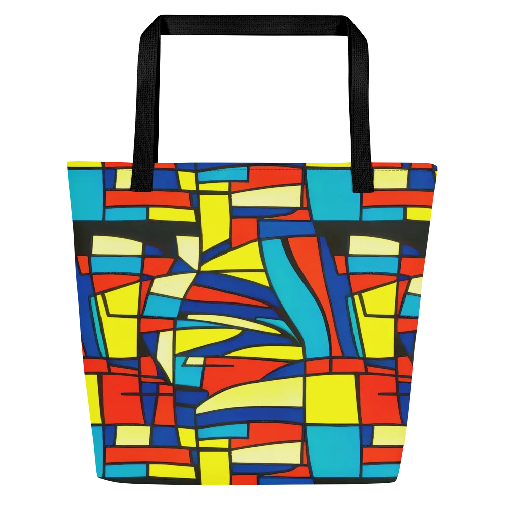 Neon Fractals on Large Tote Bag W/ Pocket — Front