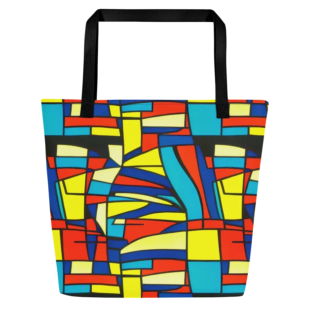 Neon Fractals on Large Tote Bag W/ Pocket — Front