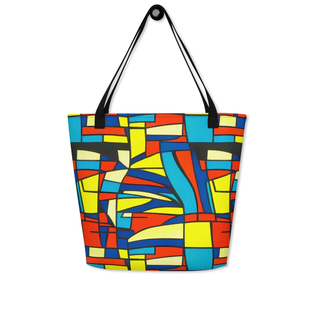 Neon Fractals on Large Tote Bag W/ Pocket — Front