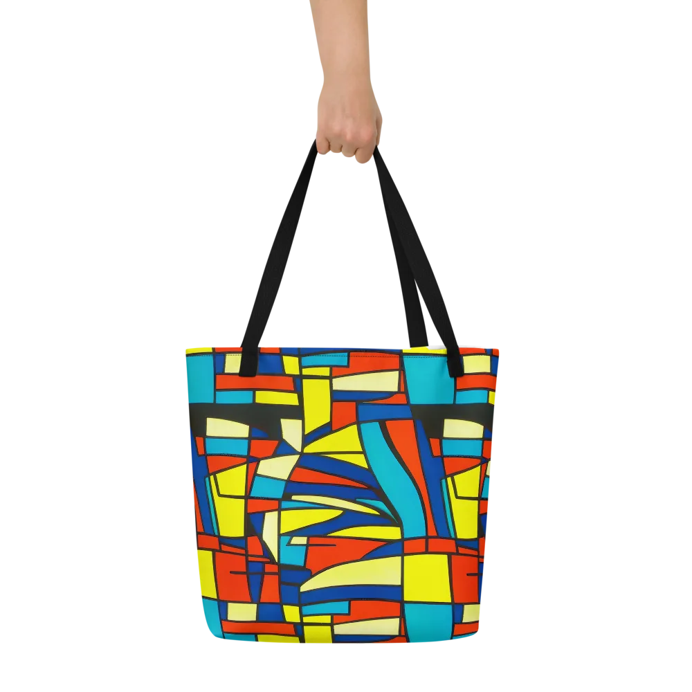 Neon Fractals on Large Tote Bag W/ Pocket — Front