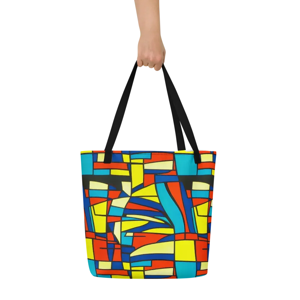 Neon Fractals on Large Tote Bag W/ Pocket — Front