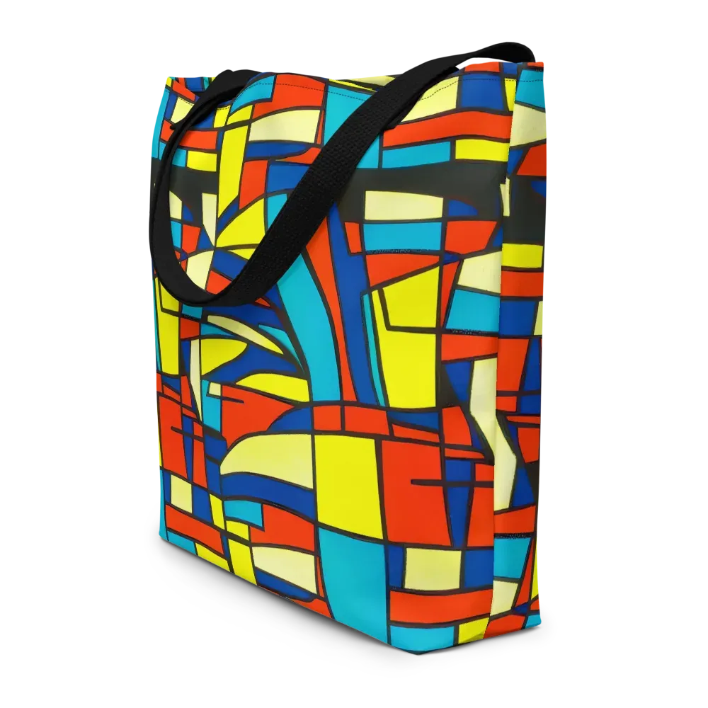 Neon Fractals on Large Tote Bag W/ Pocket — Front