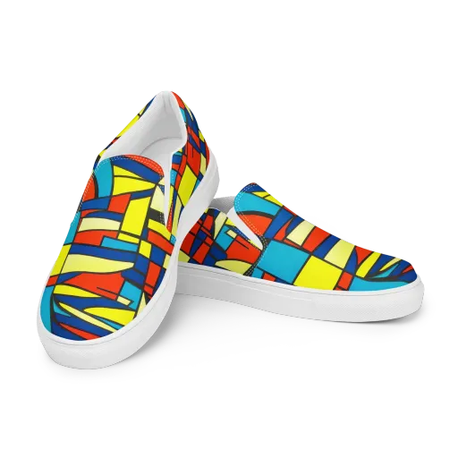 Neon Fractals on a Women's Slip-On Canvas Shoes