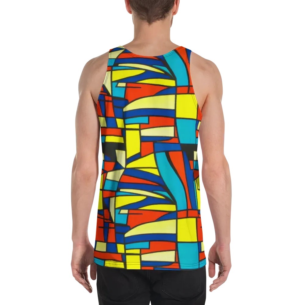 Neon Fractals on Men's Tank Top — Back