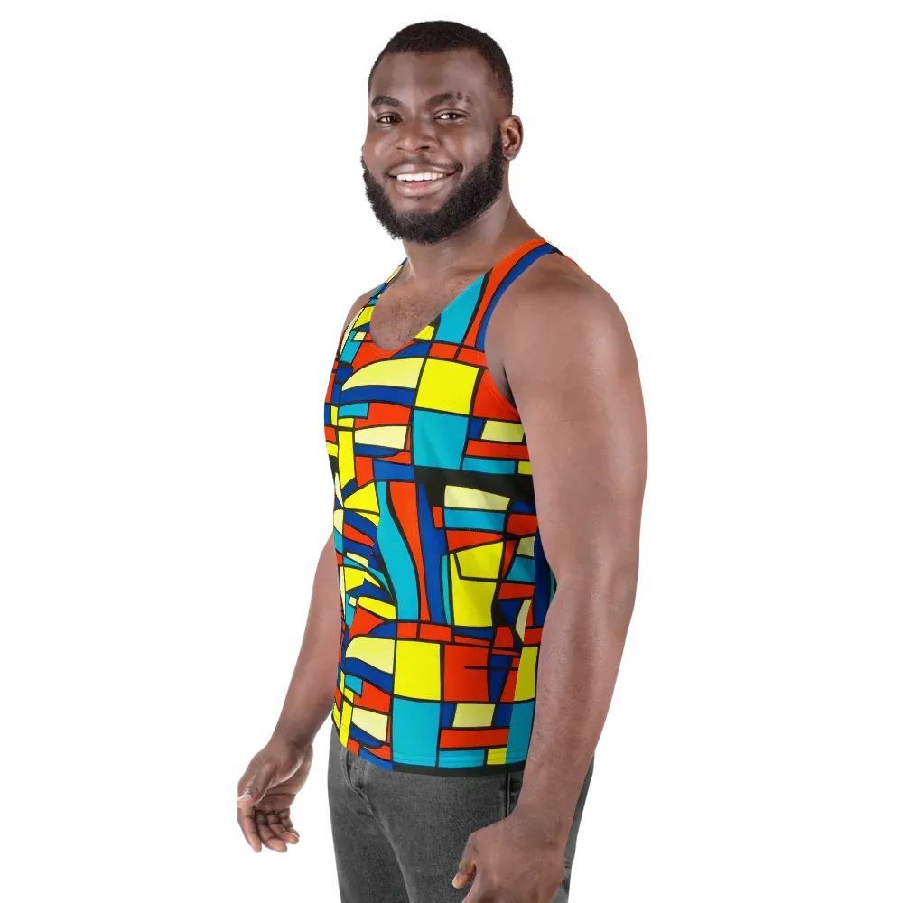 Neon Fractals on Men's Tank Top — Left Front